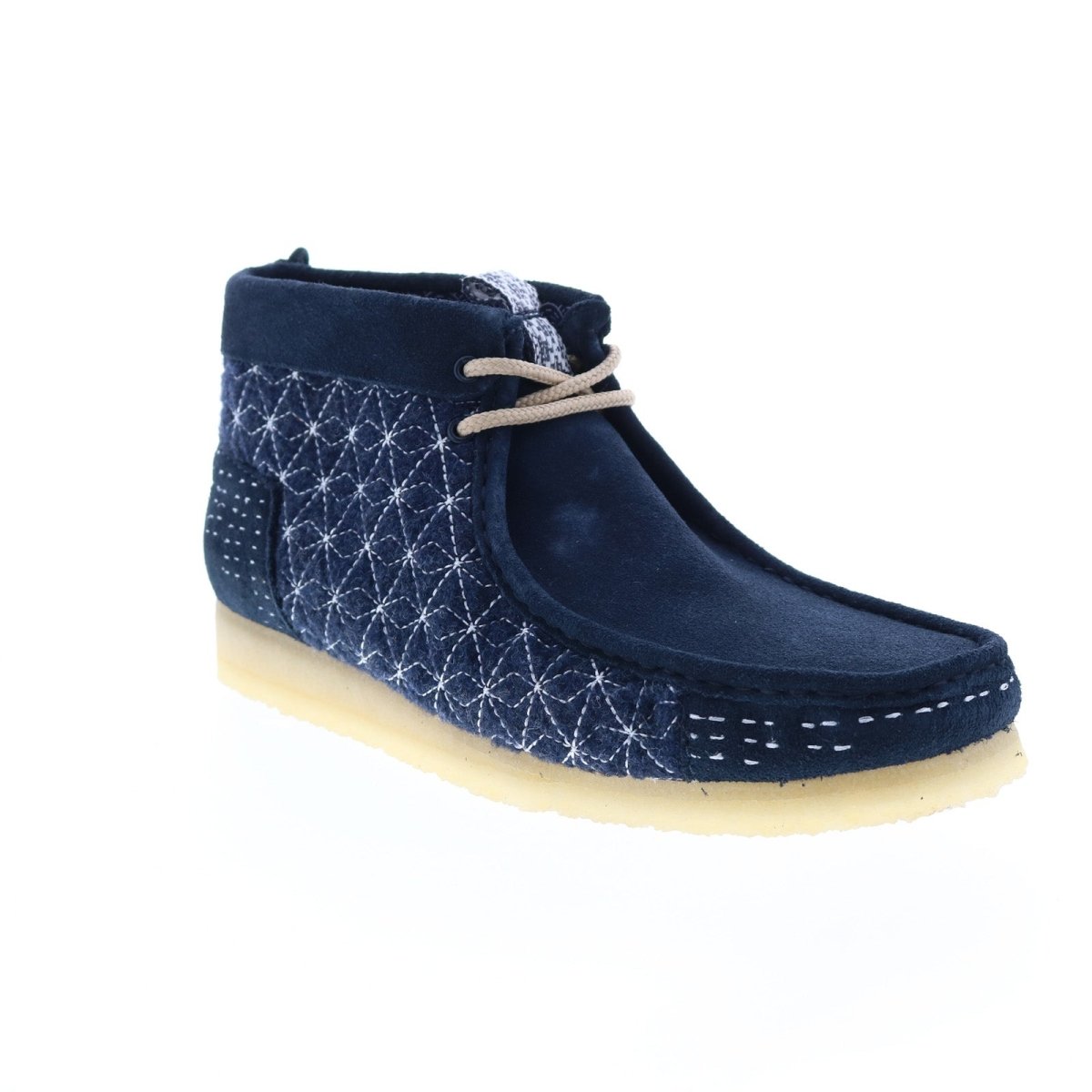 Clarks Originals Wallabee Boot Men's Navy Blue Multi Sashiko Suede 26169152 Shoes by Clarks Originals – Don't Panic Shoes