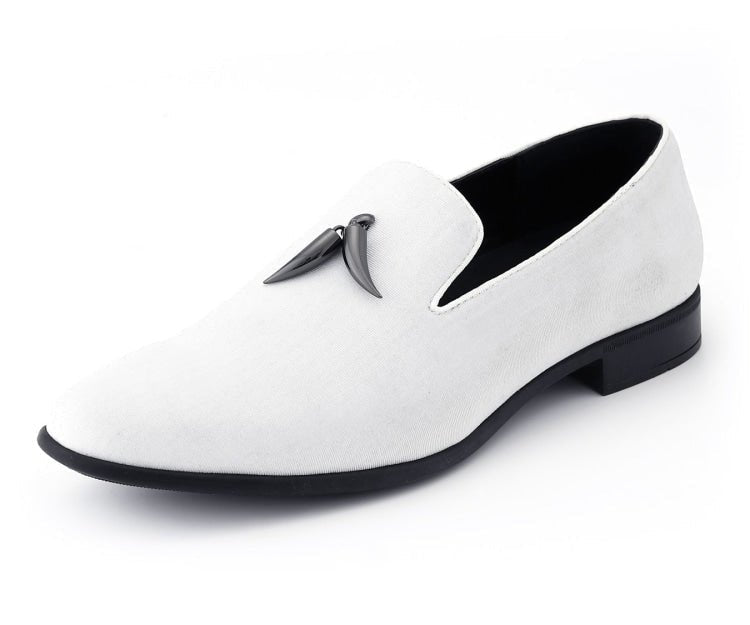 Amali Throne Leather Loafers in White Velvet - Don't Panic Shoes