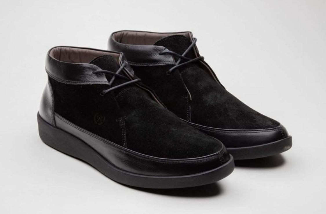 Johnny Famous Bally High Tops: Black Leather & Suede | 80s Vibe - Don't Panic Shoes