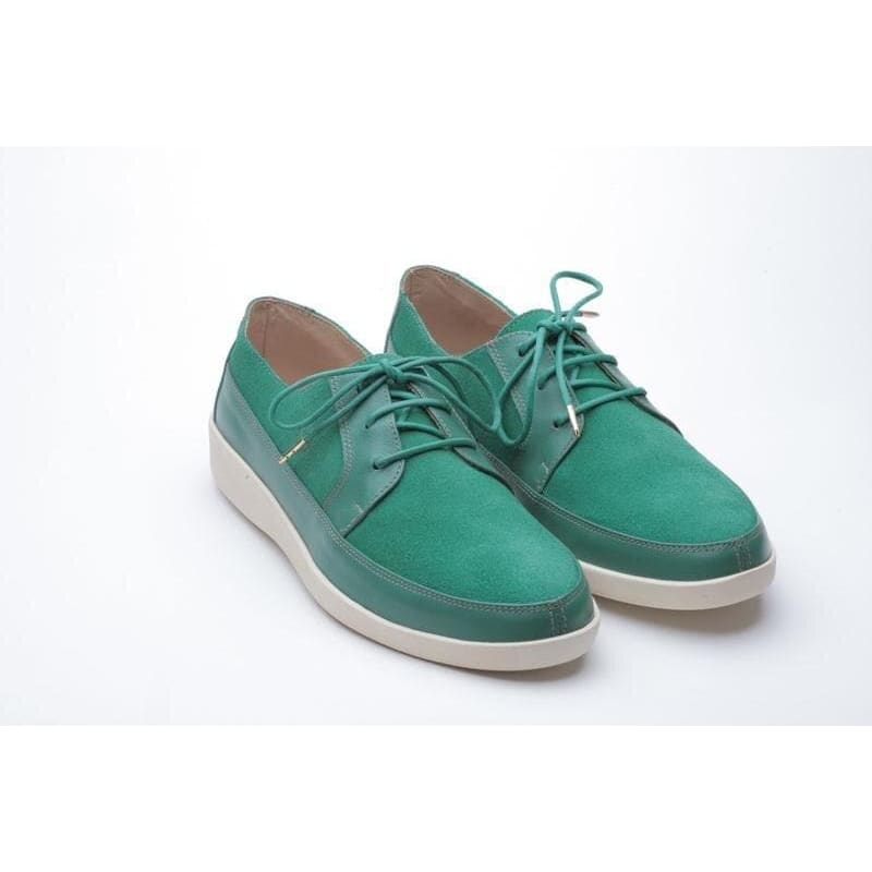 Johnny Famous Park West Green Leather Suede Sneakers