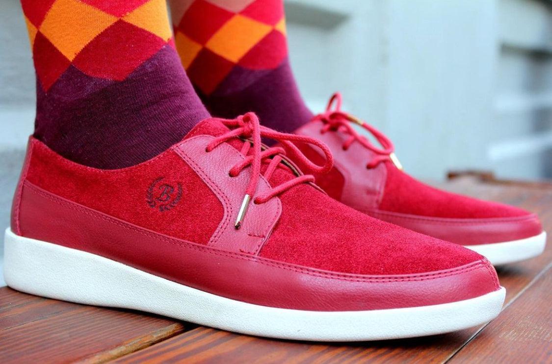 Men’s Red Suede & Leather High Tops – Central Park - Don't Panic Shoes