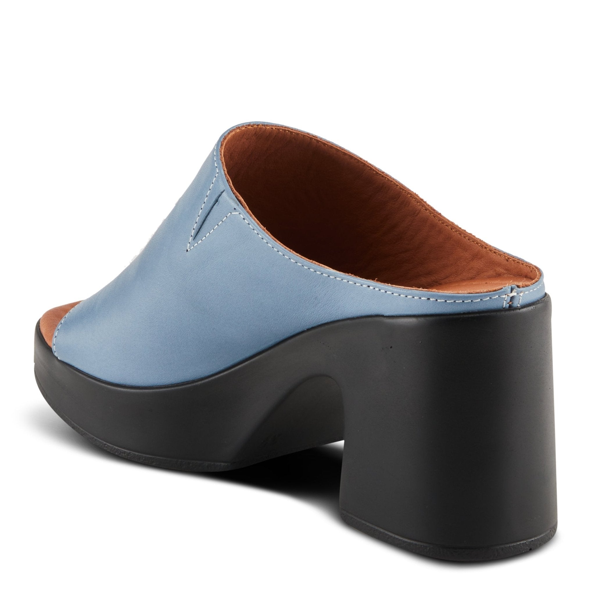 Spring Step Nikayon Women's Leather Mules with Luxury Block Heels - Don't Panic Shoes