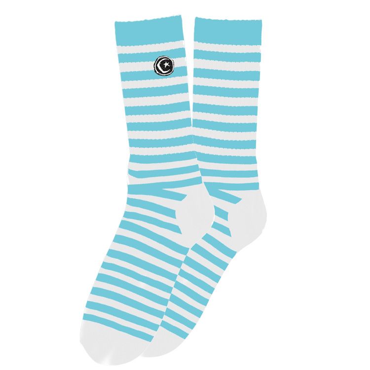 Foundation Striped Star & Moon Crew Socks - White