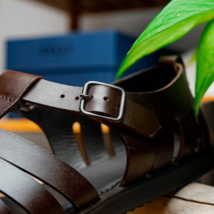 05 - 110 - Brn Pesca Calfskin Strap - On Sandal, Brown by Zelli Italia – Don't Panic Shoes