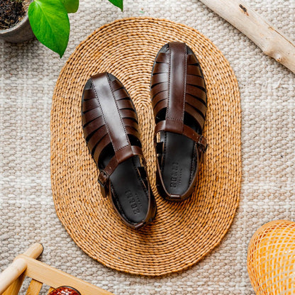 05 - 110 - Brn Pesca Calfskin Strap - On Sandal, Brown by Zelli Italia – Don't Panic Shoes