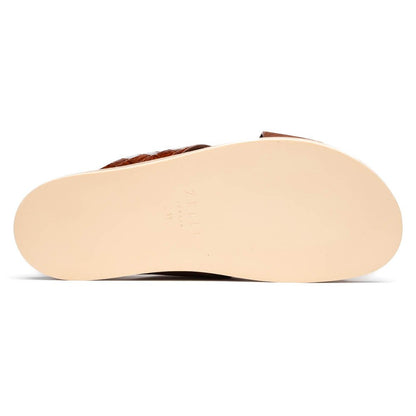 06 - 101 - Cgn Rena Italian Goatskin Suede Croc Embossed Slide Cognac by Zelli Italia – Don't Panic Shoes