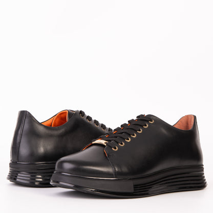The Peklin Black Leather Men Sneaker