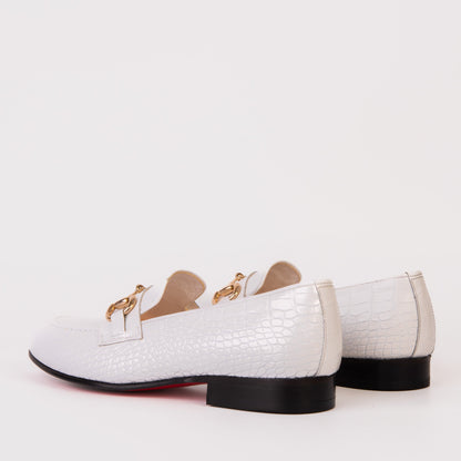 The Monaco White Leather Men Shoe Bit Loafer