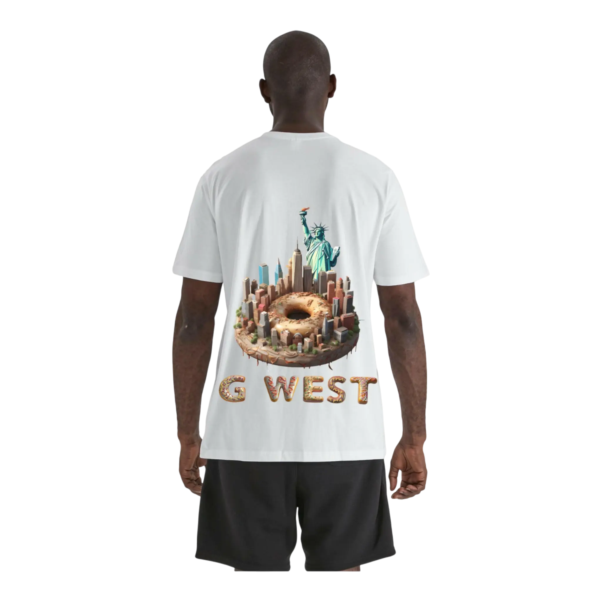 G West NYC Bagel & Donut Graphic Crew Neck Men's T-Shirt