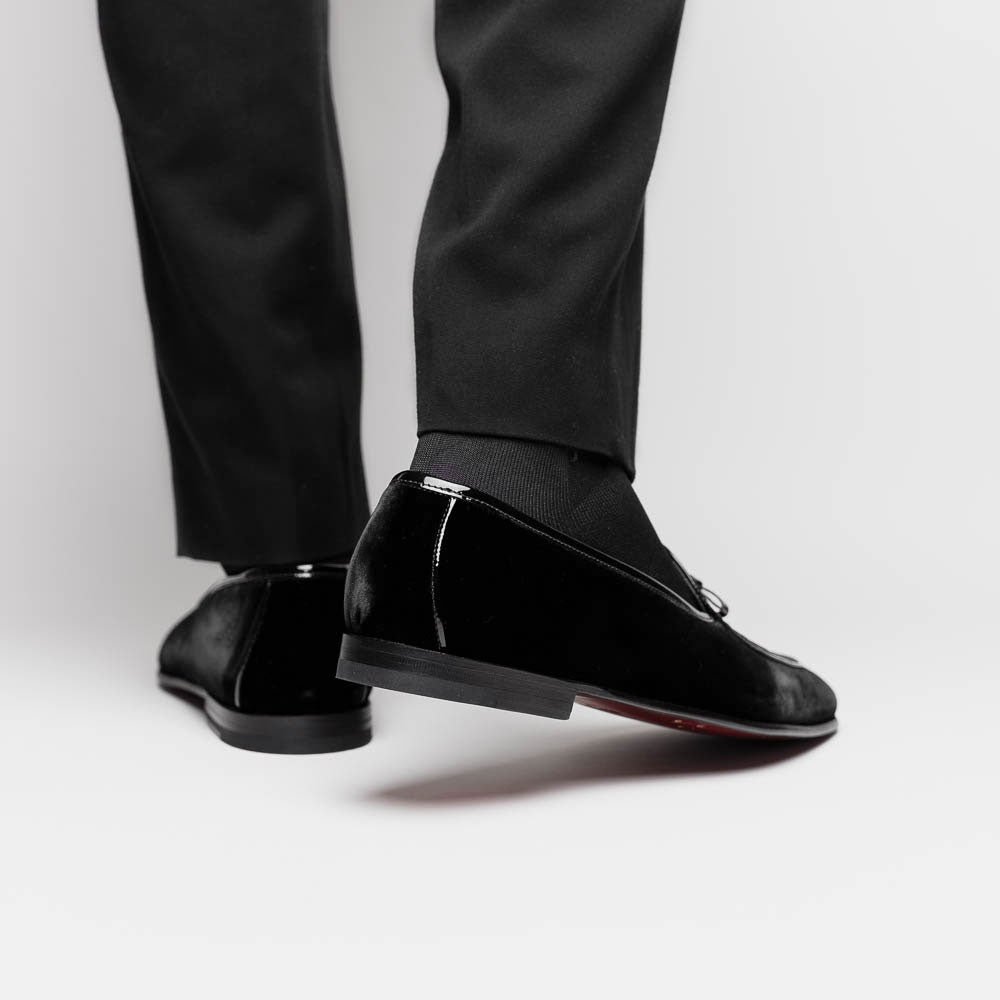 10 - 120 - Blk Arco Velvet Tuxedo Shoe, Black Sale by Zelli Italia – Don't Panic Shoes