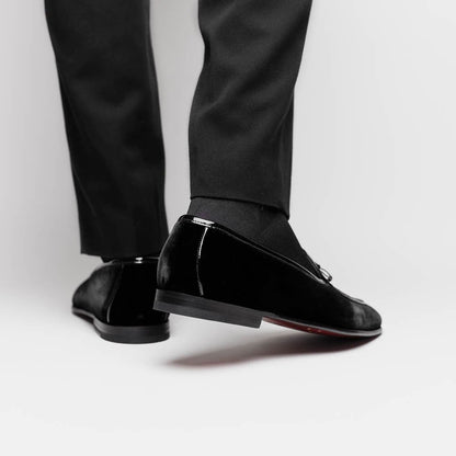10 - 120 - Blk Arco Velvet Tuxedo Shoe, Black Sale by Zelli Italia – Don't Panic Shoes