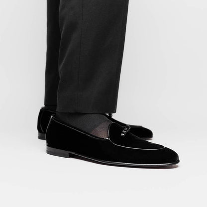10 - 120 - Blk Arco Velvet Tuxedo Shoe, Black Sale by Zelli Italia – Don't Panic Shoes
