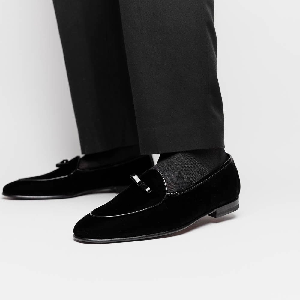 10 - 120 - Blk Arco Velvet Tuxedo Shoe, Black Sale by Zelli Italia – Don't Panic Shoes