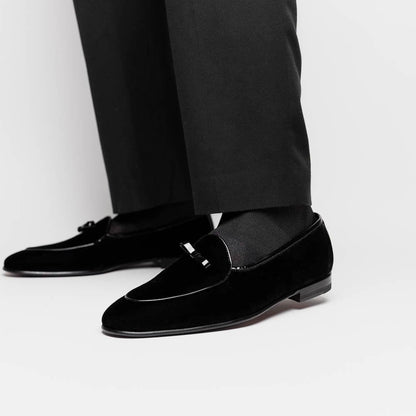 10 - 120 - Blk Arco Velvet Tuxedo Shoe, Black Sale by Zelli Italia – Don't Panic Shoes