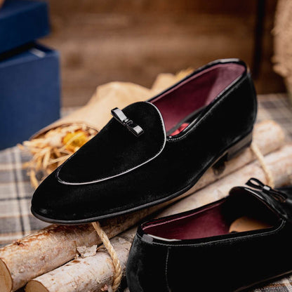 10 - 120 - Blk Arco Velvet Tuxedo Shoe, Black Sale by Zelli Italia – Don't Panic Shoes