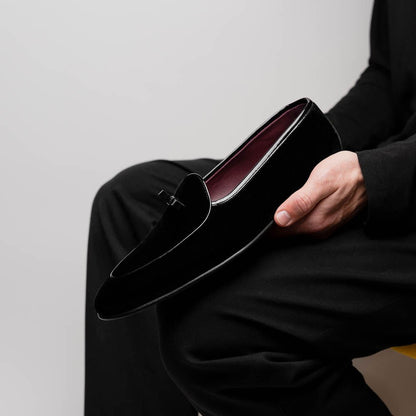 10 - 120 - Blk Arco Velvet Tuxedo Shoe, Black Sale by Zelli Italia – Don't Panic Shoes