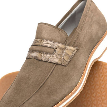 11 - 020 - Tpe Meo 3 Sueded Goatskin Penny Loafer, Taupe Shop by Zelli Italia – Don't Panic Shoes