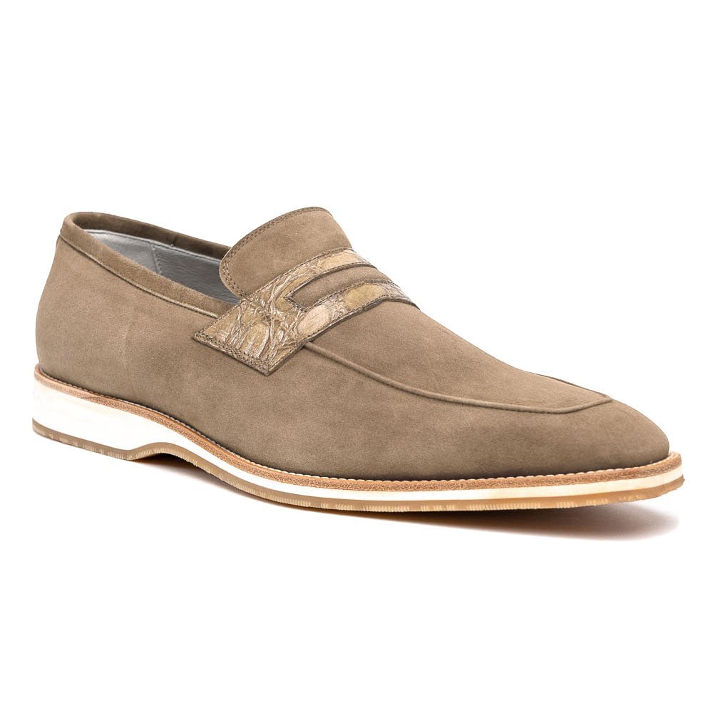 11 - 020 - Tpe Meo 3 Sueded Goatskin Penny Loafer, Taupe Shop by Zelli Italia – Don't Panic Shoes
