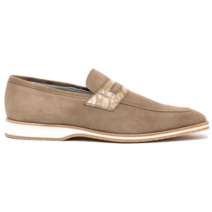 11 - 020 - Tpe Meo 3 Sueded Goatskin Penny Loafer, Taupe Shop by Zelli Italia – Don't Panic Shoes