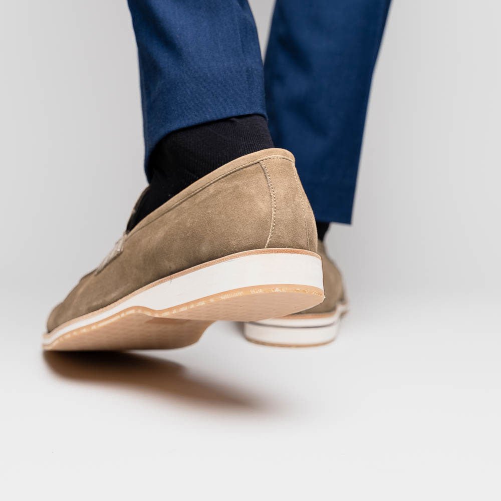 11 - 020 - Tpe Meo 3 Sueded Goatskin Penny Loafer, Taupe Shop by Zelli Italia – Don't Panic Shoes