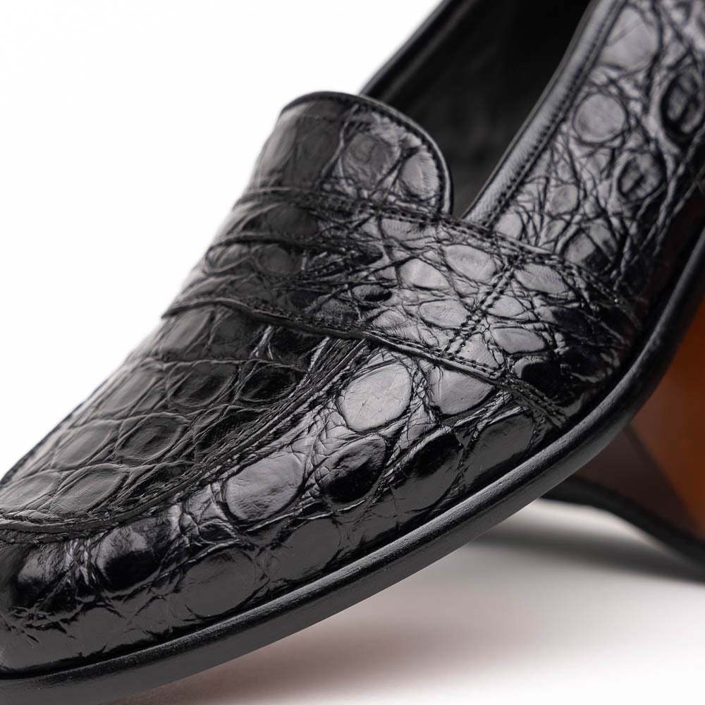 11 - 119 - Bkm (Blk) Tuscany Crocodile Penny Loafer, Black Shop by Zelli Italia – Don't Panic Shoes