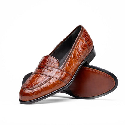 11 - 119 - Cgn Tuscany Crocodile Penny Loafer, Cognac Shop by Zelli Italia – Don't Panic Shoes