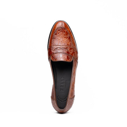 11 - 119 - Cgn Tuscany Crocodile Penny Loafer, Cognac Shop by Zelli Italia – Don't Panic Shoes