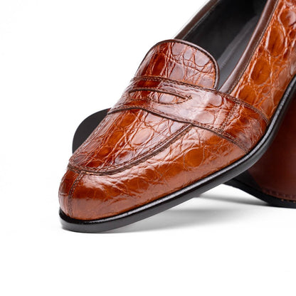 11 - 119 - Cgn Tuscany Crocodile Penny Loafer, Cognac Shop by Zelli Italia – Don't Panic Shoes