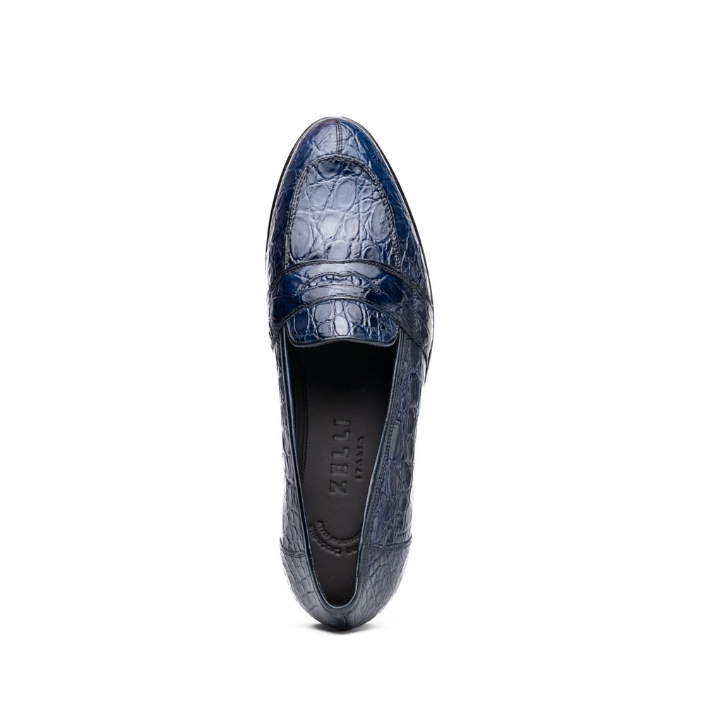 11 - 119 - Nvy Tuscany Crocodile Penny Loafer, Navy Shop by Zelli Italia – Don't Panic Shoes