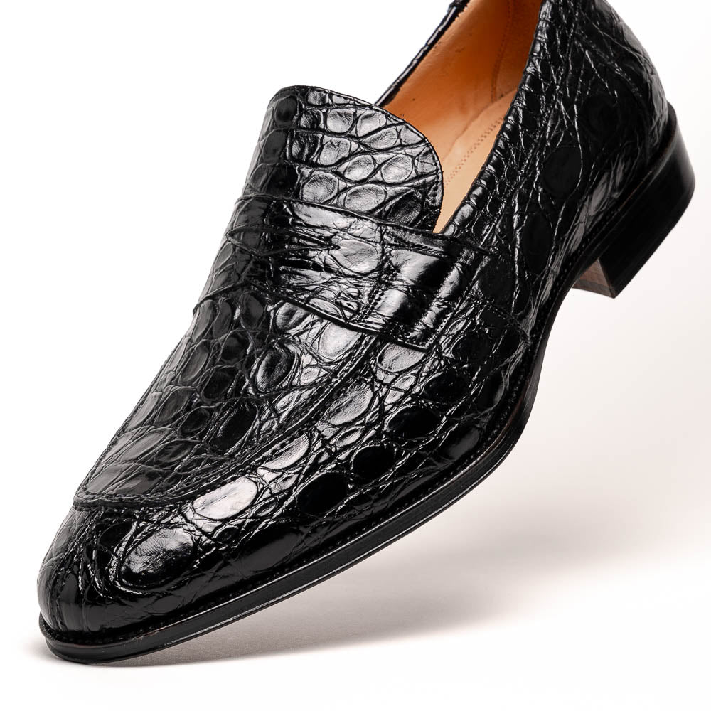 11 - 201 - Bkm Roma Crocodile Penny Loafer, Black Shop by Zelli Italia – Don't Panic Shoes