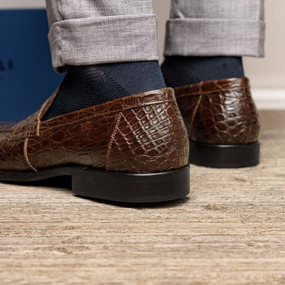 11 - 201 - Cgm Roma Crocodile Penny Loafer, Cognac Shop by Zelli Italia – Don't Panic Shoes