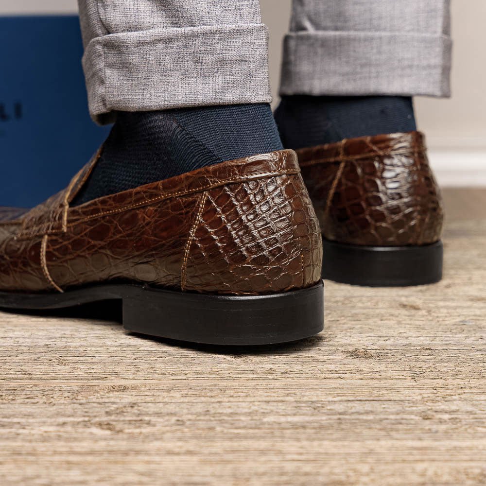 11 - 201 - Cgm Roma Crocodile Penny Loafer, Cognac Shop by Zelli Italia – Don't Panic Shoes