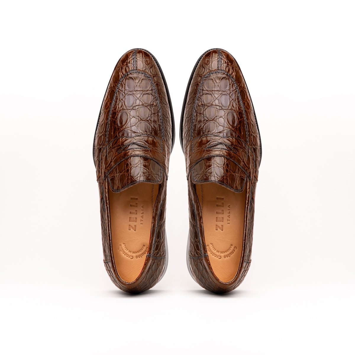 11 - 201 - Cgm Roma Crocodile Penny Loafer, Cognac Shop by Zelli Italia – Don't Panic Shoes