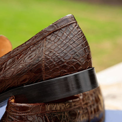 11 - 201 - Cgm Roma Crocodile Penny Loafer, Cognac Shop by Zelli Italia – Don't Panic Shoes