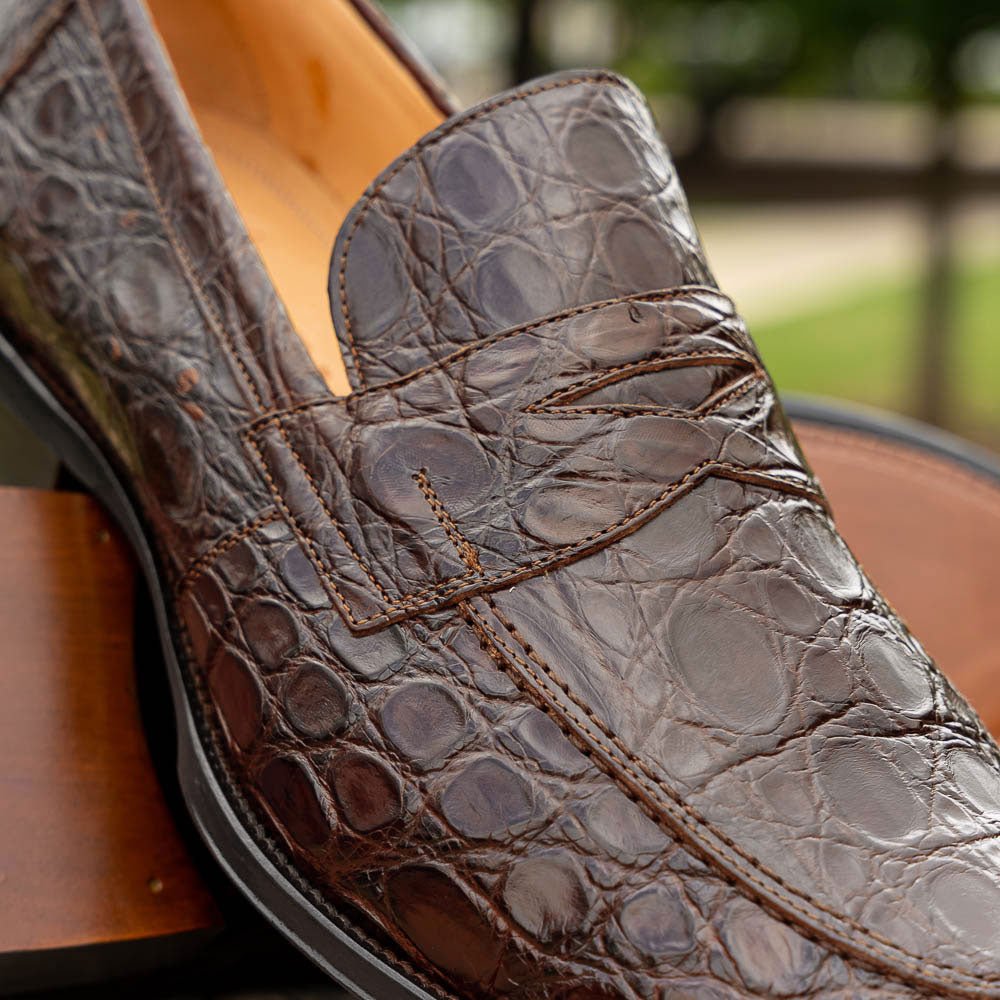 11 - 201 - Cgm Roma Crocodile Penny Loafer, Cognac Shop by Zelli Italia – Don't Panic Shoes