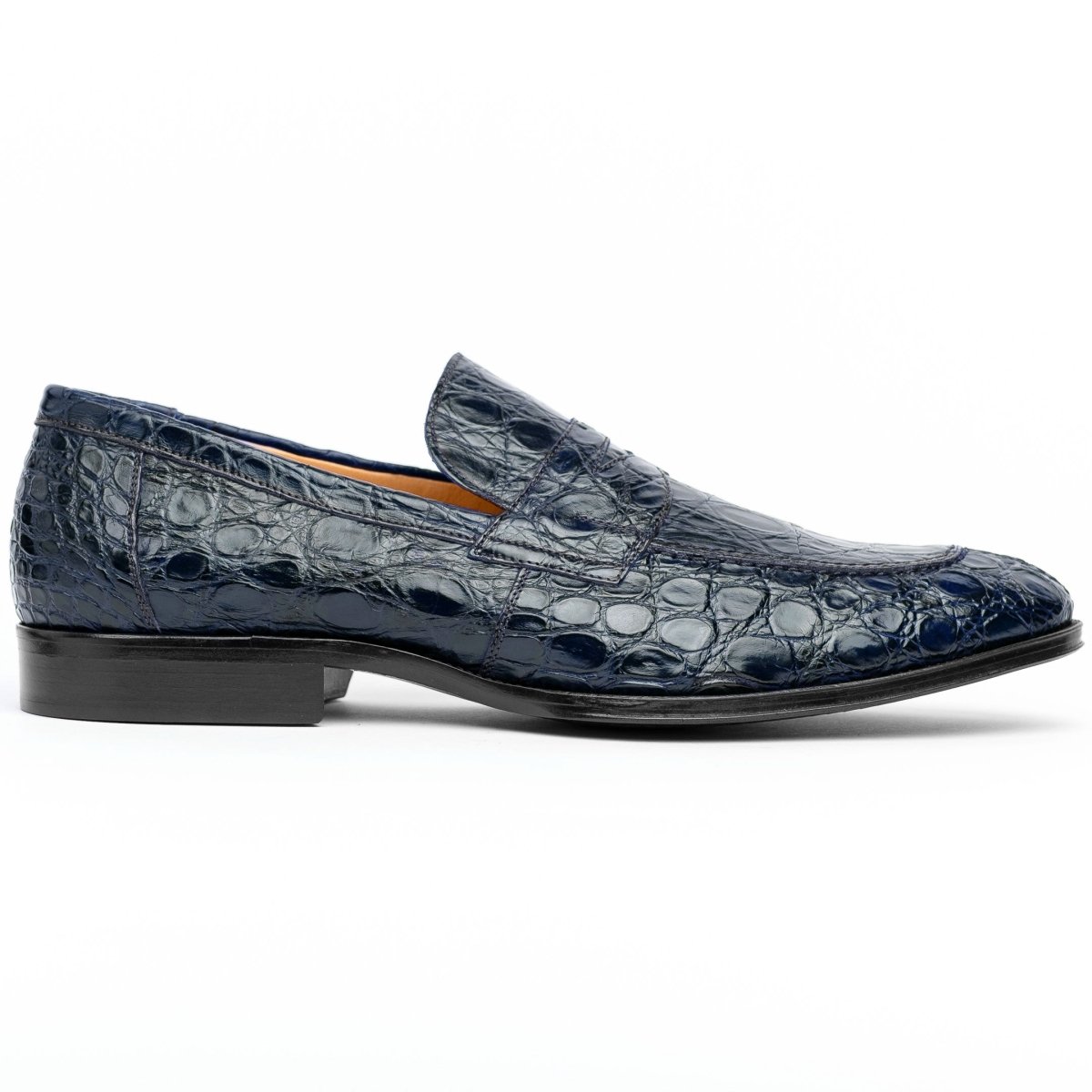 11 - 201 - Nvy Roma Crocodile Penny Loafer, Navy Shop by Zelli Italia – Don't Panic Shoes