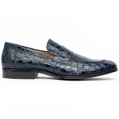 11 - 201 - Nvy Roma Crocodile Penny Loafer, Navy Shop by Zelli Italia – Don't Panic Shoes