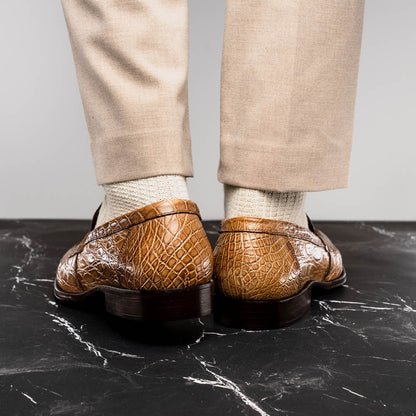 11 - 201 - Tpe Roma Crocodile Penny Loafer, Taupe by Zelli Italia – Don't Panic Shoes