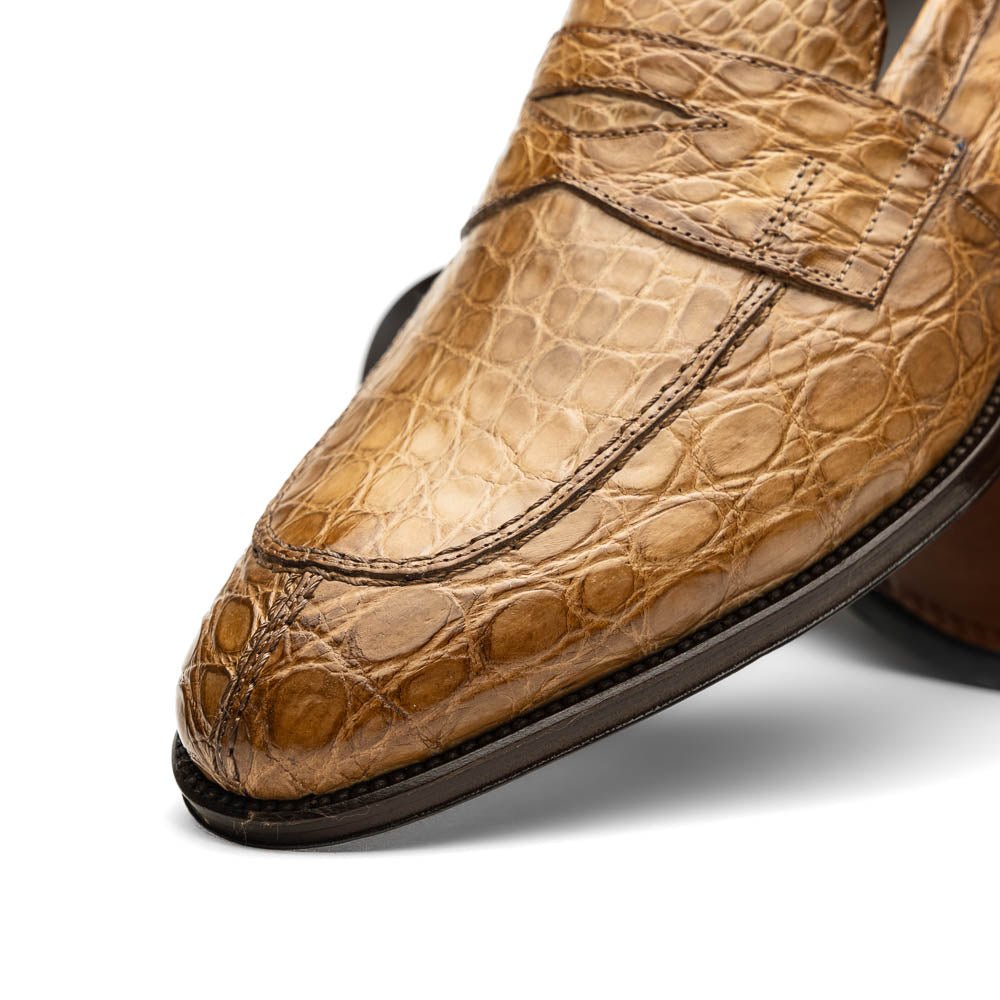 11 - 201 - Tpe Roma Crocodile Penny Loafer, Taupe by Zelli Italia – Don't Panic Shoes