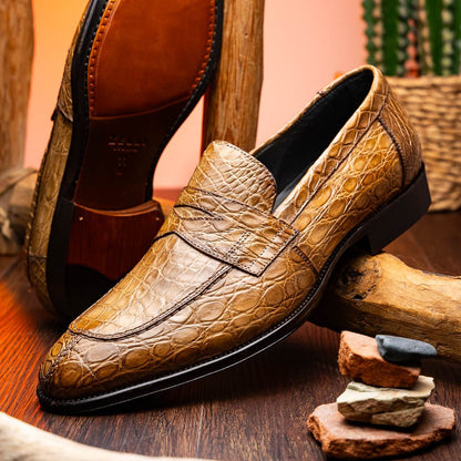 11 - 201 - Tpe Roma Crocodile Penny Loafer, Taupe by Zelli Italia – Don't Panic Shoes