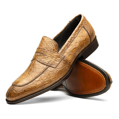 11 - 201 - Tpe Roma Crocodile Penny Loafer, Taupe by Zelli Italia – Don't Panic Shoes