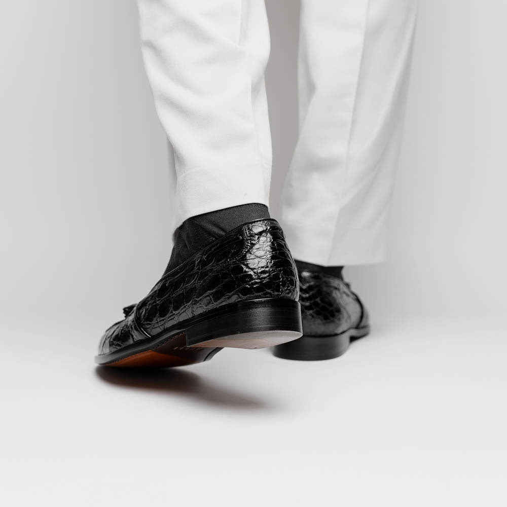 11 - 582 - Blk Franco Crocodile Tassel Loafer, Black Shop by Zelli Italia – Don't Panic Shoes