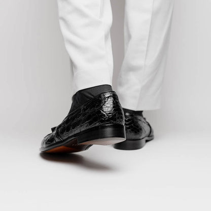 11 - 582 - Blk Franco Crocodile Tassel Loafer, Black Shop by Zelli Italia – Don't Panic Shoes