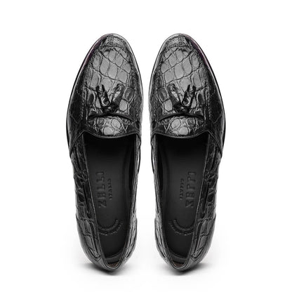 11 - 582 - Blk Franco Crocodile Tassel Loafer, Black Shop by Zelli Italia – Don't Panic Shoes