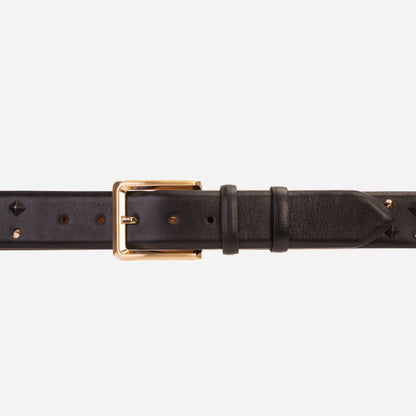 The Infanta Black Spike Leather Belt