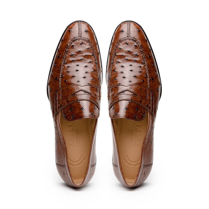 13 - 500 - Brn Roma Ostrich Quill Penny Loafer, Brown Shop by Zelli Italia – Don't Panic Shoes