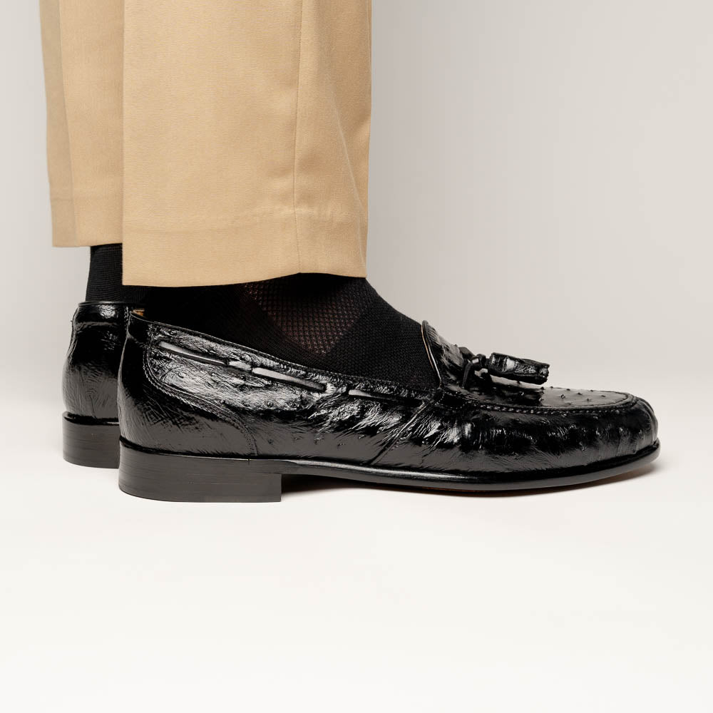 13 - 581 - Blk Franco Ostrich Tassel Loafer, Black Shop by Zelli Italia – Don't Panic Shoes