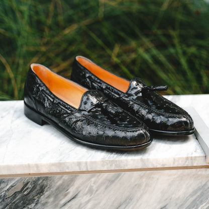 13 - 581 - Blk Franco Ostrich Tassel Loafer, Black Shop by Zelli Italia – Don't Panic Shoes