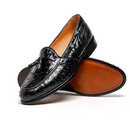 13 - 581 - Blk Franco Ostrich Tassel Loafer, Black Shop by Zelli Italia – Don't Panic Shoes