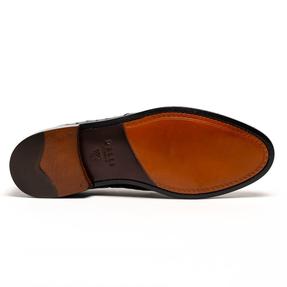 13 - 581 - Blk Franco Ostrich Tassel Loafer, Black Shop by Zelli Italia – Don't Panic Shoes